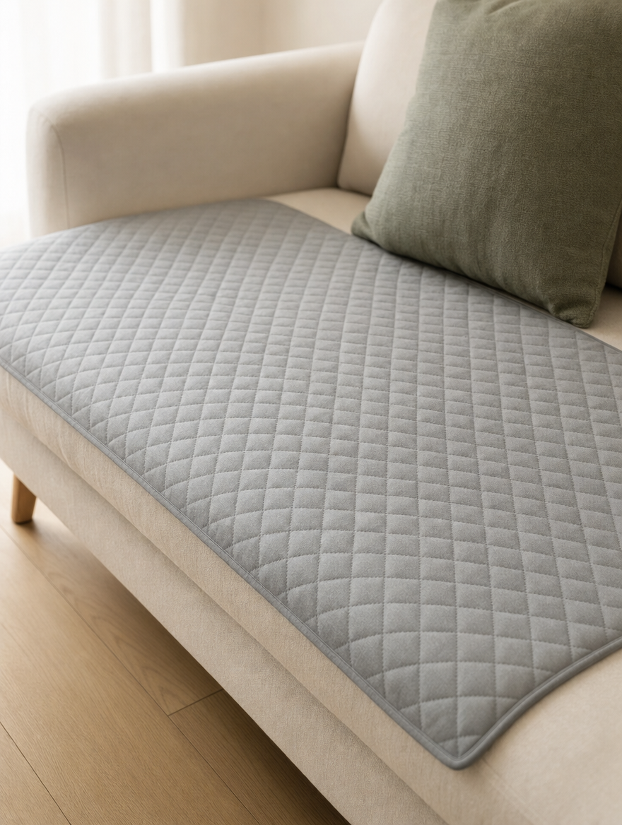 Barkstead quilted waterproof sofa protector on a cream sofa seat