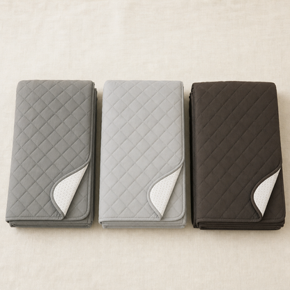 Barkstead sofa protector in grey, light grey and chocolate, side by side